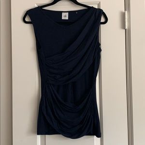CAbi navy sleeveless fitted blouse size M